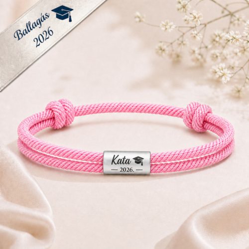 Egyedi gravírozott ballagási karkötő névvel – Ballagás 2026 ajándék