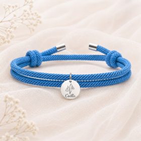   Születési virág karkötő saját névvel egyedileg gravírozott