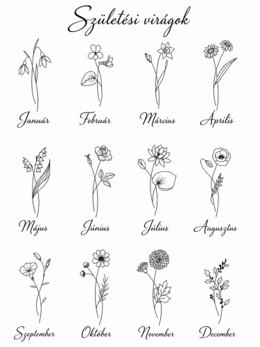 Születési virág karkötő saját névvel egyedileg gravírozott