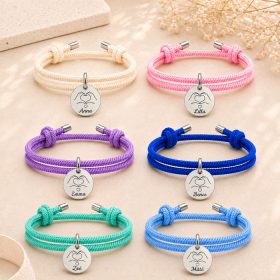   Egyedi páros barátság karkötő gravírozott mintával és névvel