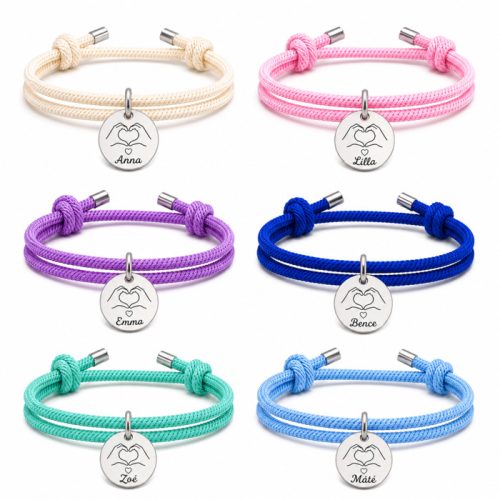 Egyedi páros barátság karkötő gravírozott mintával és névvel
