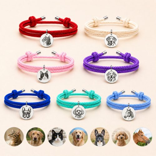 Egyedi gravírozott kisállat fotós karkötő