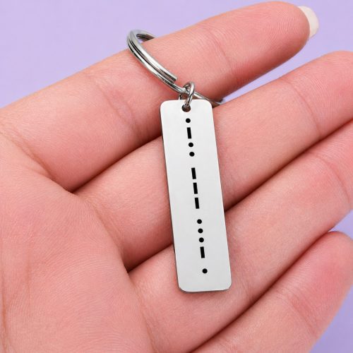 Egyedi gravírozott titkos üzenet kulcstartó – Morse kóddal