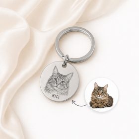   Egyedi gravírozott fotós kisállat kulcstartó, saját névvel - 3 cm medál