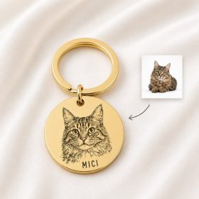   Egyedi kisállat fotós kulcstartó, saját névvel - 3 cm medál