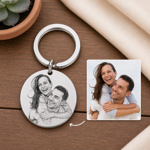 Egyedi fotógravírozott kulcstartó - 3 cm medál