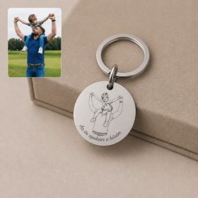   Egyedi apás kulcstartó fotógravírozással – ajándék apáknak 3 cm medál