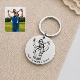   Egyedi apás kulcstartó fotógravírozással – ajándék apáknak 3 cm medál