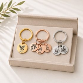   Egyedi kisállatos kulcstartó saját fotóval – gravírozott névvel -Örök emlék kedvencedről ️ - 2 cm medál