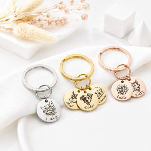 Egyedi kisállatos kulcstartó saját fotóval – gravírozott névvel -Örök emlék kedvencedről ️ - 2 cm medál
