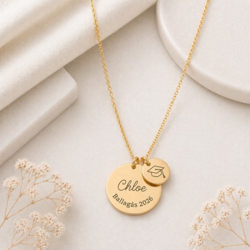 Egyedi gravírozott ballagási nyaklánc névvel – Ballagás 2026 ajándék