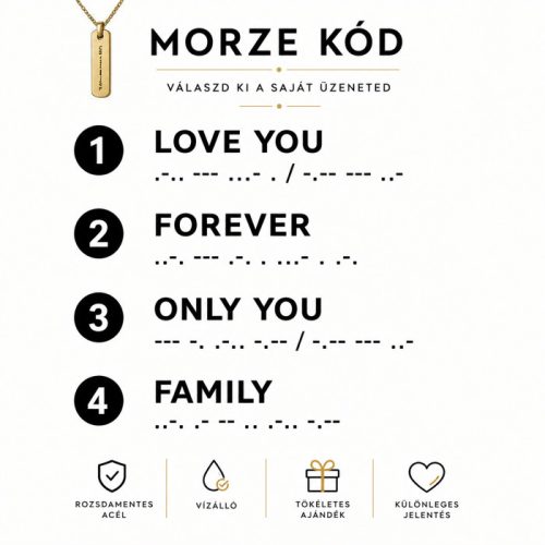 Egyedi gravírozott morzekódos férfi nyaklánc 