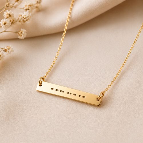 Egyedi gravírozott titkos üzenet női nyaklánc– Morse kóddal