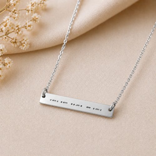 Egyedi gravírozott titkos üzenet női nyaklánc– Morse kóddal