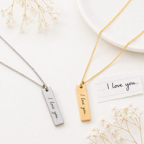 Egyedi nyaklánc saját kézírással gravírozva – minimalista ajándék