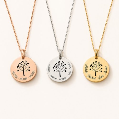 Egyedi családfa nyaklánc gravírozott nevekkel