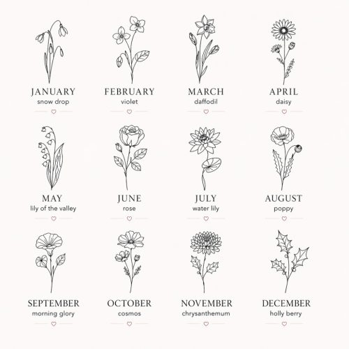 Gravírozott születési virág nyaklánc névvel